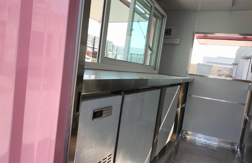 shipping container food trailer inside